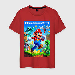 Мужская футболка Mario in Minecraft - ai art collaboration