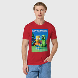 Футболка хлопковая мужская Bart and Creeper - collaboration ai art, цвет: красный — фото 2