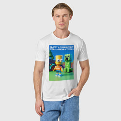 Футболка хлопковая мужская Bart and Creeper - collaboration ai art, цвет: белый — фото 2