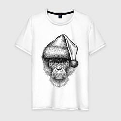 Мужская футболка Новогодний шимпанзе