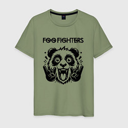 Футболка хлопковая мужская Foo Fighters - rock panda, цвет: авокадо