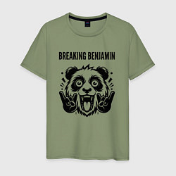 Футболка хлопковая мужская Breaking Benjamin - rock panda, цвет: авокадо