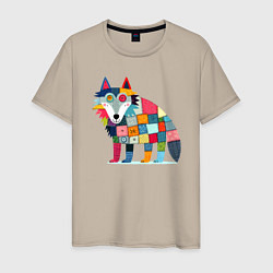 Мужская футболка Funny wolf - patchwork ai art