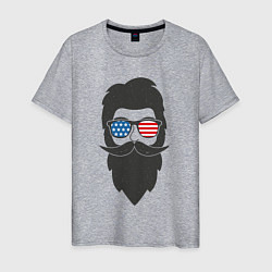 Мужская футболка Американец с усами и бородой