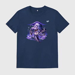 Футболка хлопковая мужская Сёгун Райдэн из Геншин Импакт, цвет: тёмно-синий