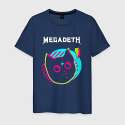 Футболка хлопковая мужская Megadeth rock star cat, цвет: тёмно-синий