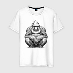 Мужская футболка Новогодняя горилла на корточках