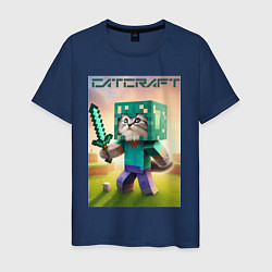 Мужская футболка Котёнок Майнкрафт - коллаба нейросеть