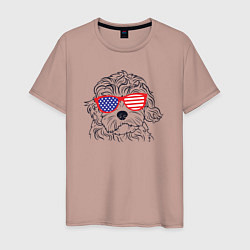 Футболка хлопковая мужская USA dog, цвет: пыльно-розовый