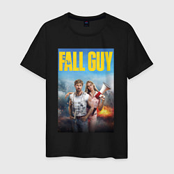 Футболка хлопковая мужская Ryan Gosling and Emily Blunt the fall guy, цвет: черный
