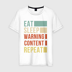 Мужская футболка Есть спать Content Warning повторять