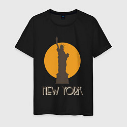 Футболка хлопковая мужская Город Нью-Йорк, цвет: черный