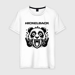 Футболка хлопковая мужская Nickelback - rock panda, цвет: белый