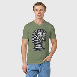Футболка хлопковая мужская Шахматная зебра, цвет: авокадо — фото 2