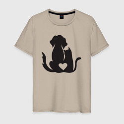Мужская футболка Dog and cat love
