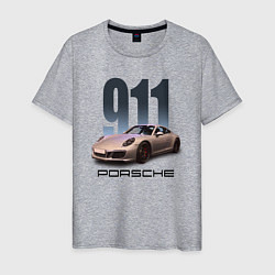 Футболка хлопковая мужская Порше 911 спортивный автомобиль, цвет: меланж