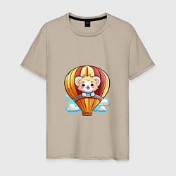 Мужская футболка Львёнок на воздушном шаре