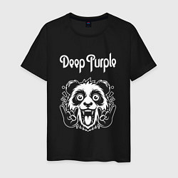Футболка хлопковая мужская Deep Purple rock panda, цвет: черный