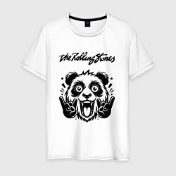 Футболка хлопковая мужская Rolling Stones - rock panda, цвет: белый