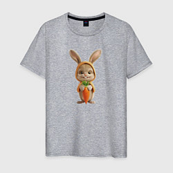 Мужская футболка Веселый заяц - кролик с морковкой