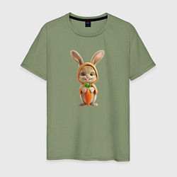Мужская футболка Веселый заяц - кролик с морковкой