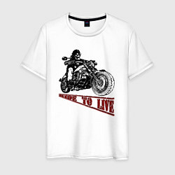 Мужская футболка Байкер на мотоцикле - череп