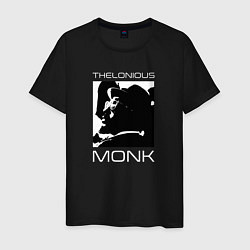 Футболка хлопковая мужская Jazz legend Thelonious Monk, цвет: черный