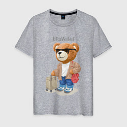 Мужская футболка Плюшевый медвежонок - путешественник