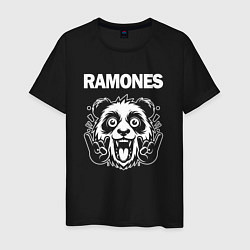 Футболка хлопковая мужская Ramones rock panda, цвет: черный