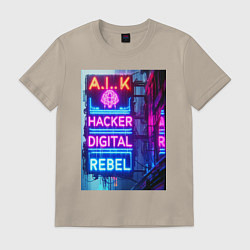 Мужская футболка Ai hacker digital rebel - neon glow