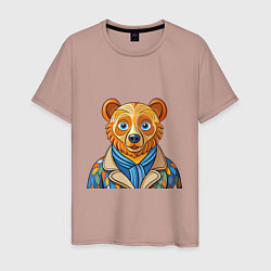 Мужская футболка Медведь в стиле Ван Гога