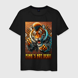 Мужская футболка Punks not dead - motto tiger