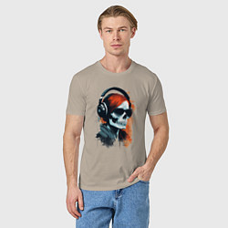 Футболка хлопковая мужская Grunge redhead girl skull, цвет: миндальный — фото 2