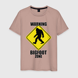 Мужская футболка Предупреждающий знак Bigfoot zone