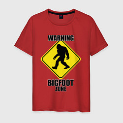 Мужская футболка Предупреждающий знак Bigfoot zone