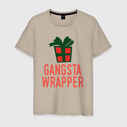 Футболка хлопковая мужская Gangsta wrapper, цвет: миндальный