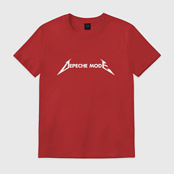 Футболка хлопковая мужская Depeche Mode - Metallica logo, цвет: красный