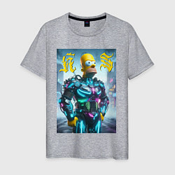 Мужская футболка Homer Simpson - neon glow ai art
