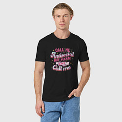 Футболка хлопковая мужская Call me antisocial, цвет: черный — фото 2