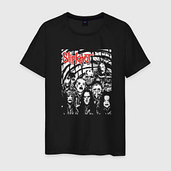 Футболка хлопковая мужская Slipknot rock band, цвет: черный