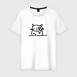 Мужская футболка Смешной кот смотрит сквозь бокал с вином