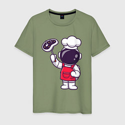 Футболка хлопковая мужская Повар космонавт, цвет: авокадо