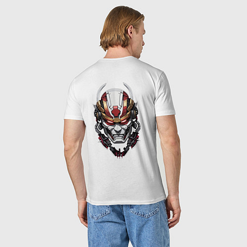 Мужская футболка Красный киберпанк самурай / Белый – фото 4