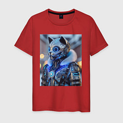 Мужская футболка Cyber cat - ai art fantasy
