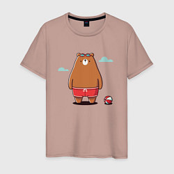 Мужская футболка Забавный медведь в плавках и очках для плавания