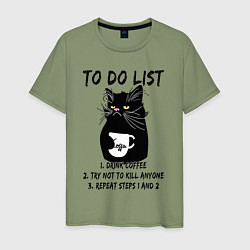 Мужская футболка Черный кот и список дел