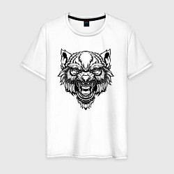 Мужская футболка Гневный черно-белый волк