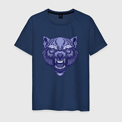 Мужская футболка Синий гневный волк