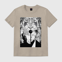 Футболка хлопковая мужская Магическая битва Сукуна Рёмэн Высокоранговое прокл, цвет: миндальный