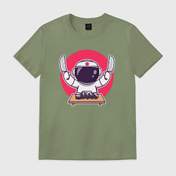 Футболка хлопковая мужская Космонавт сушист, цвет: авокадо